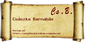 Császka Barnabás névjegykártya